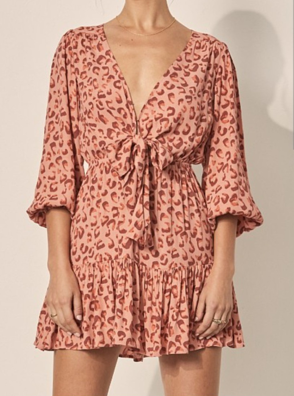 KIVARI Orange Leopard Convertible Ruffle Dress Boho Fall Summer Wedding US 6